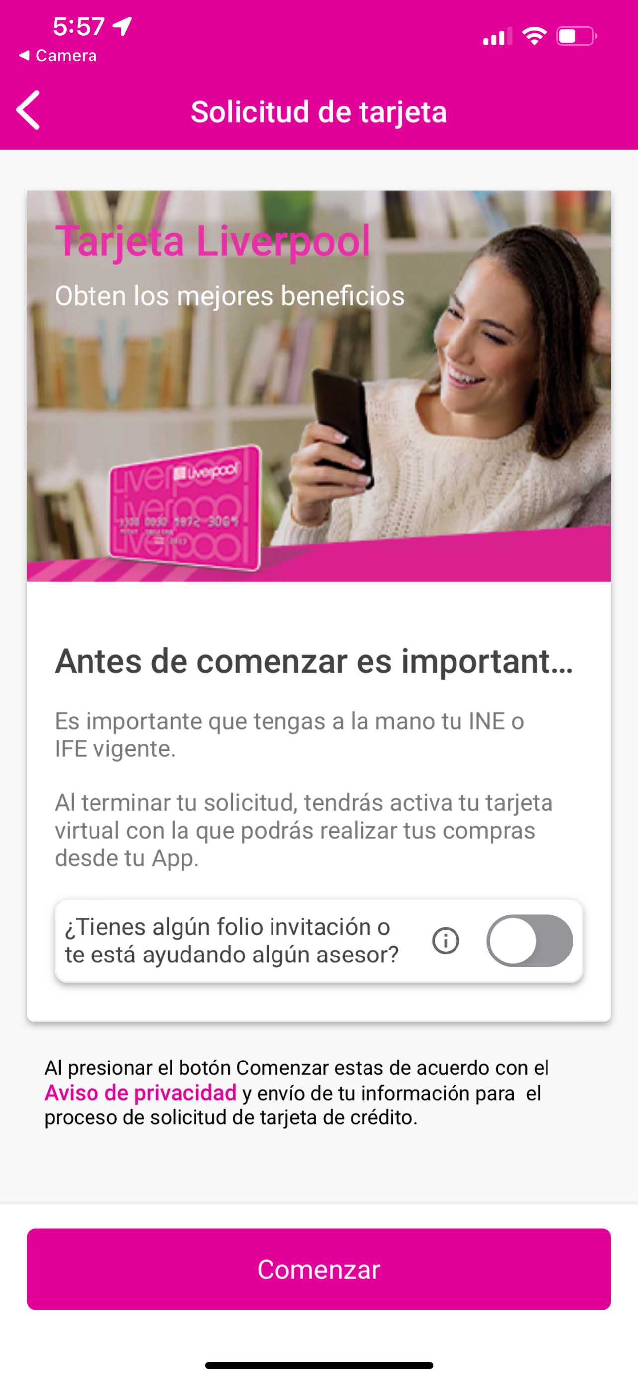 Solicitar Tarjeta de credito Liverpool en linea 1