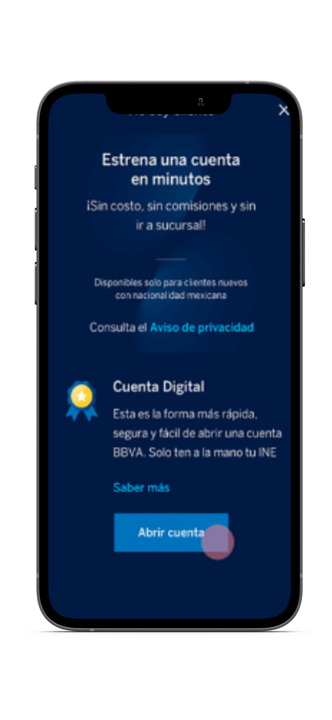 Abrir cuenta digital BBVA desde la app BBVA