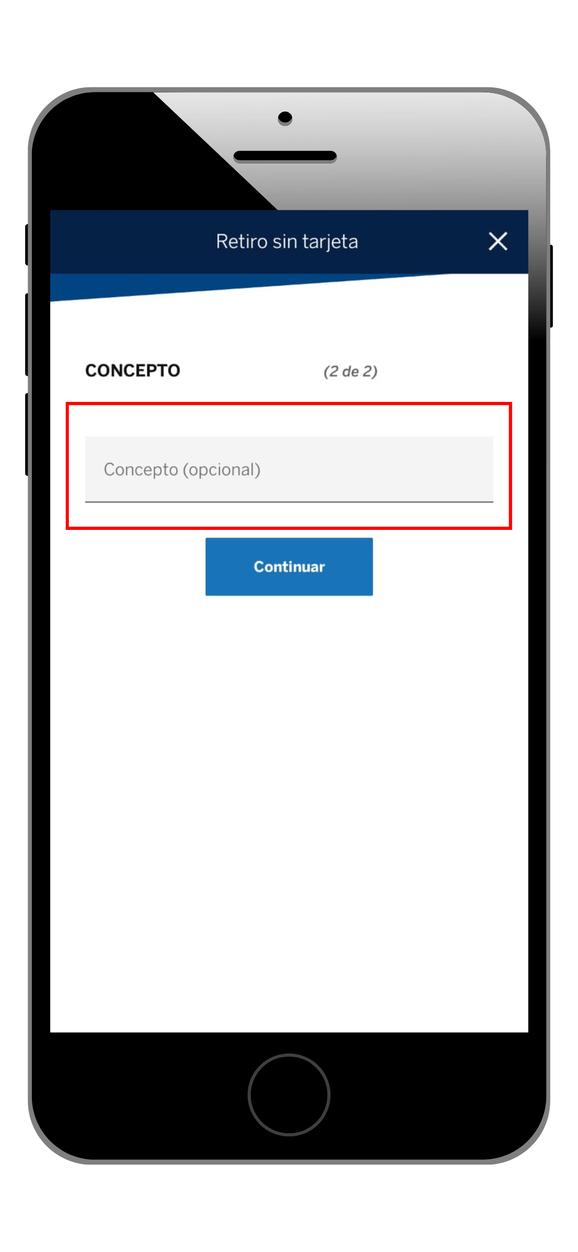 Agregar concepto en retiro sin tarjeta BBVA