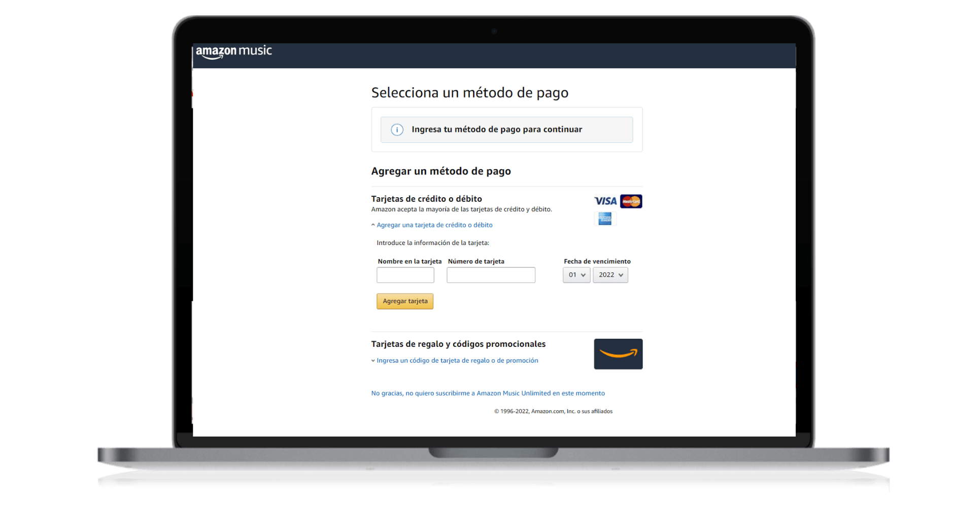 Amazon Prime music datos de pago