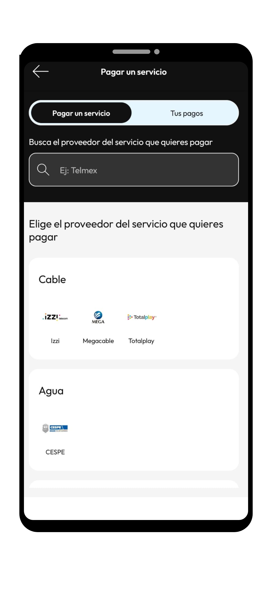 App Openbank México-pagar servicios