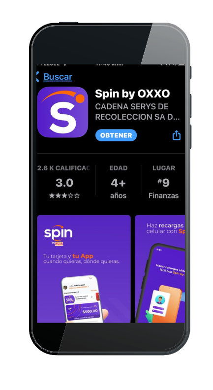 app Spin by oxxo con calificacion de playstore