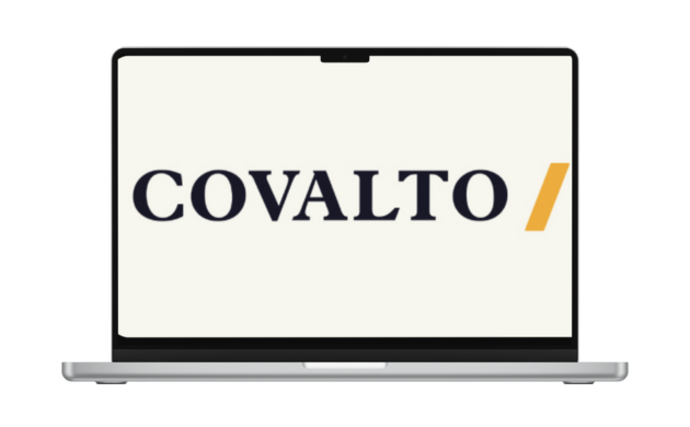 Logo del Banco Covalto en computadora