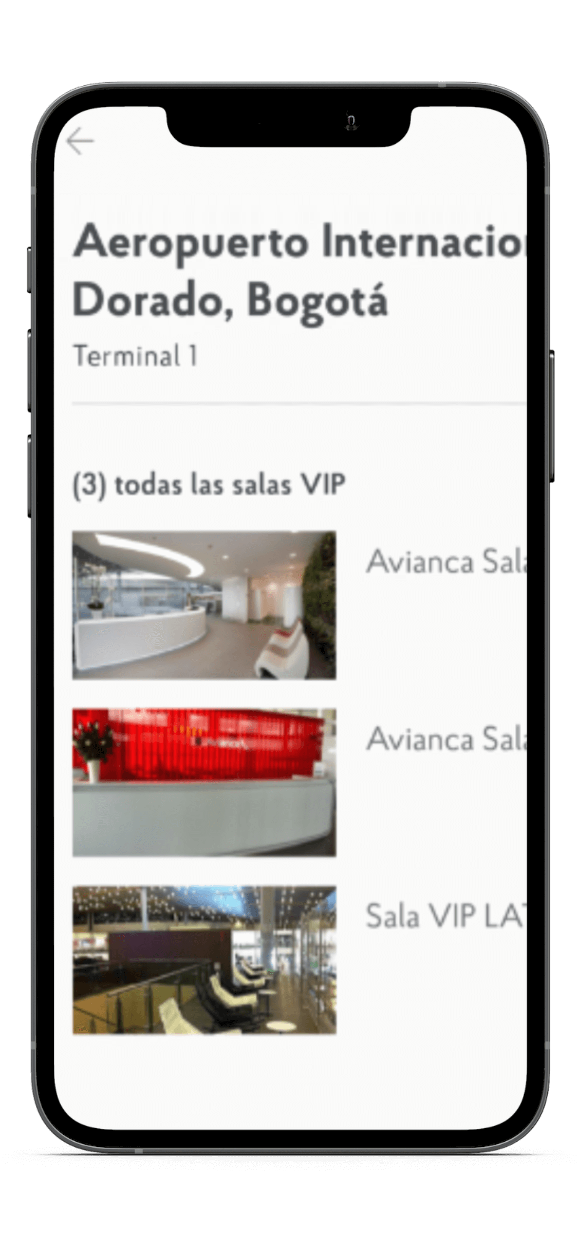 Buscar salas VIP Priority Pass en aplicación