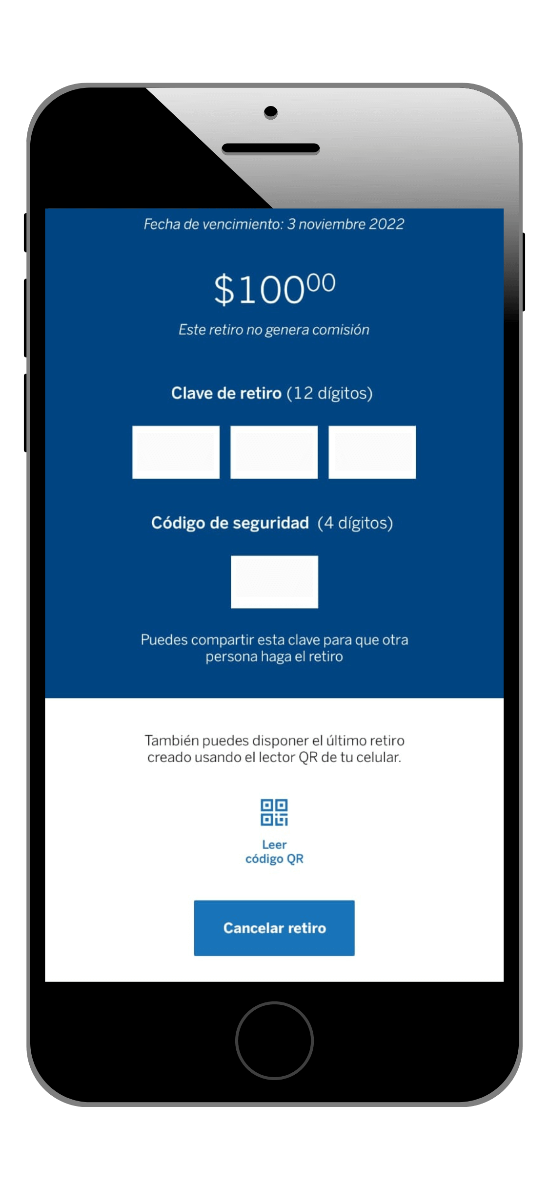 Código y clave de retiro sin tarjeta BBVA