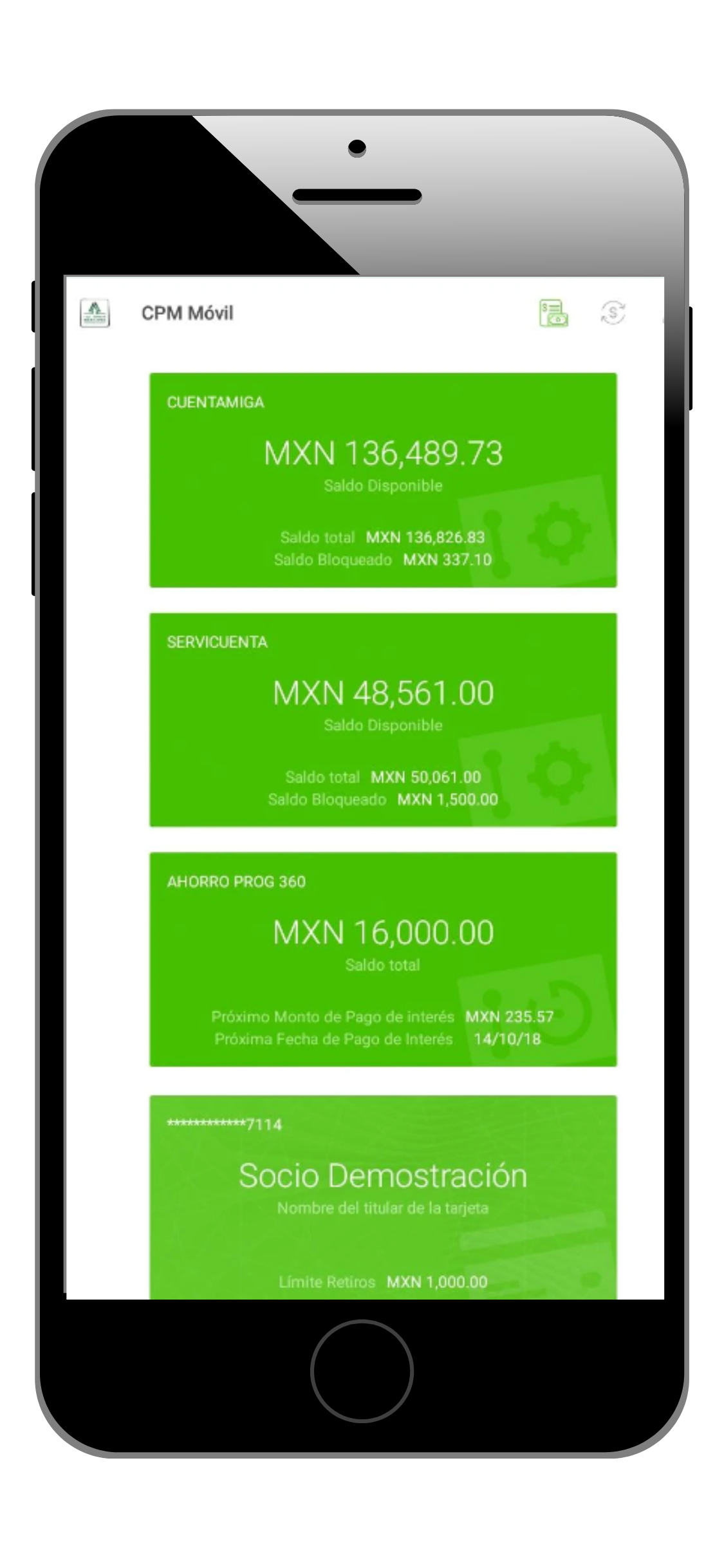 Caja Popular Móvil app ver cuenta de ahorro e inversión