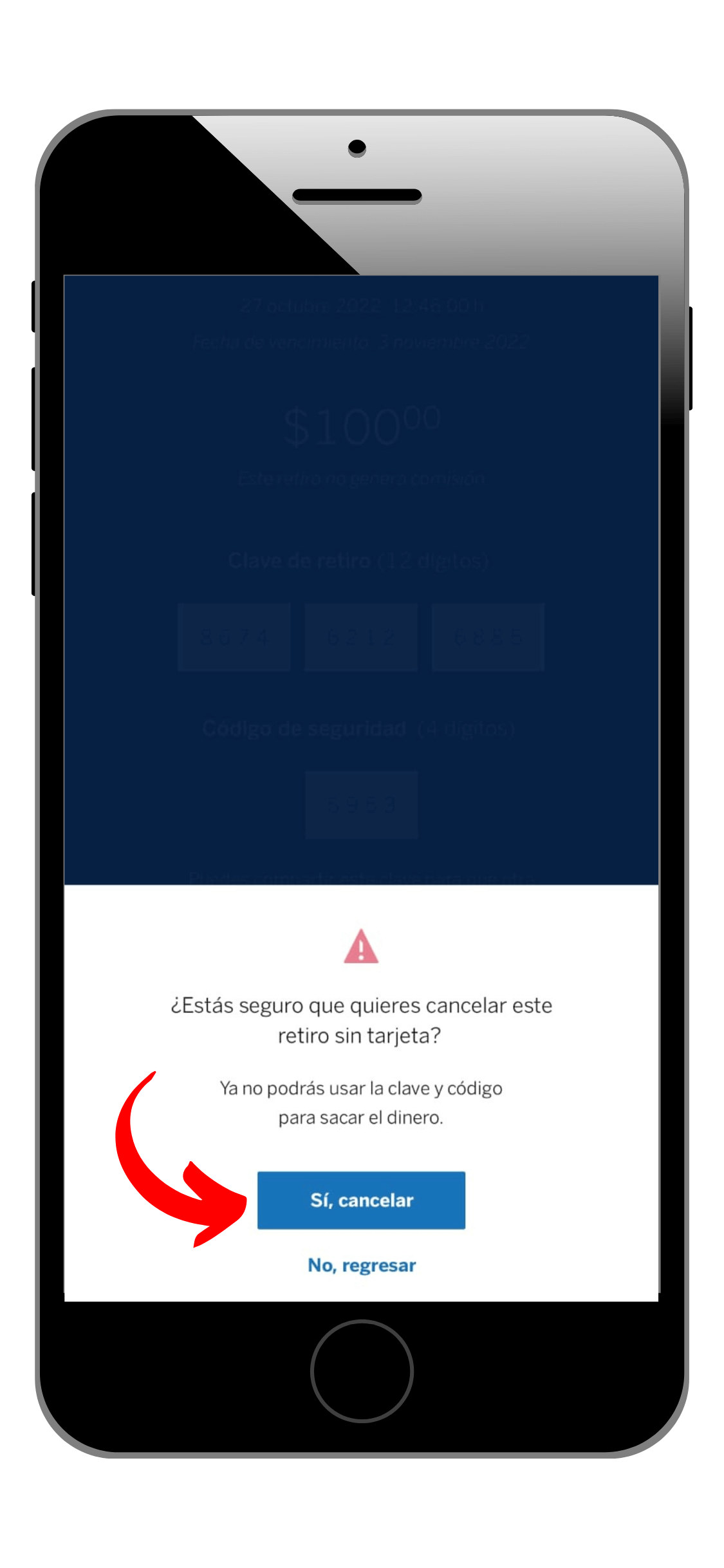 Cancelar retiro sin tarjeta BBVA desde app