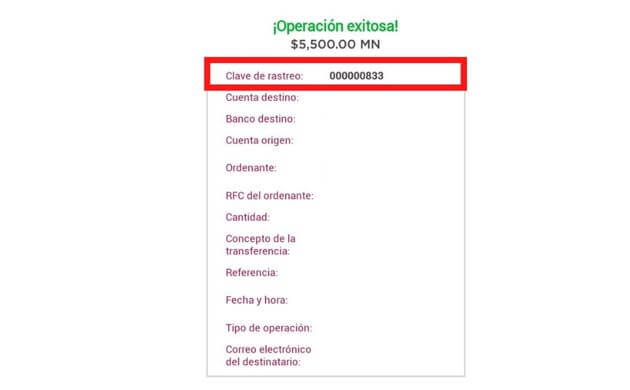 Clave de rastreo SPEI