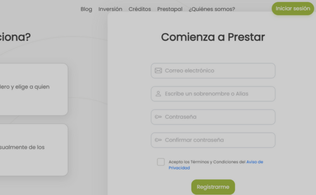 Crear cuenta para invertir en Prestadero