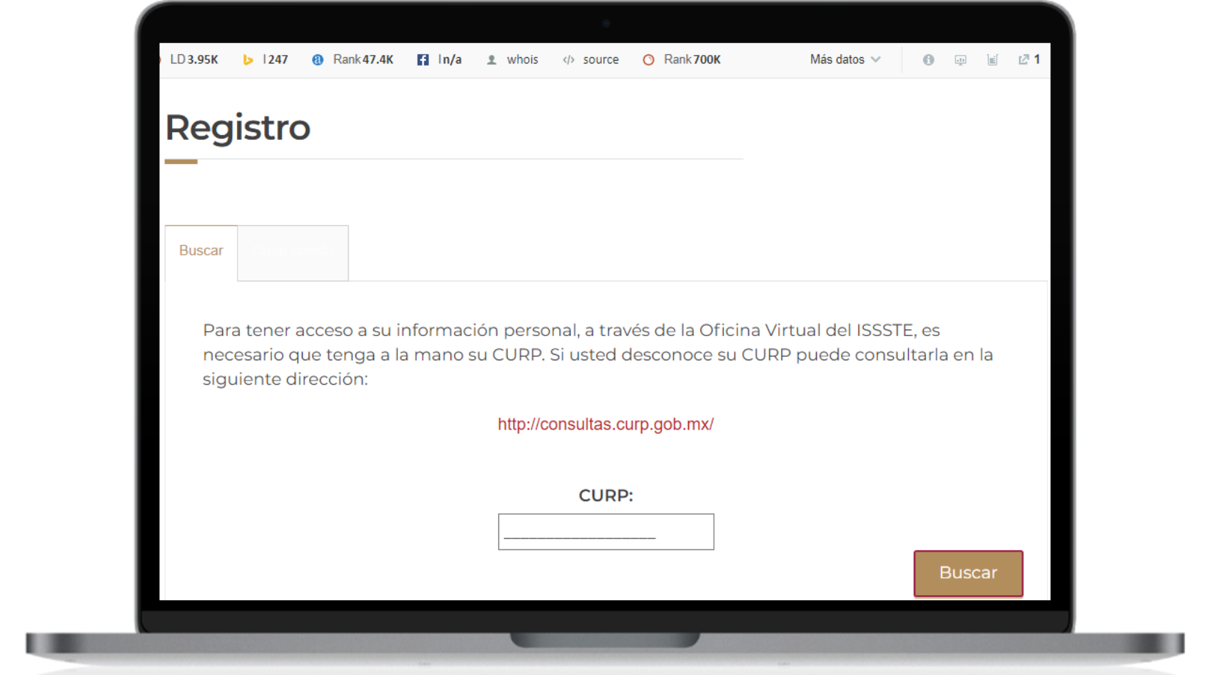 Como registrarse en el sitio web del issste