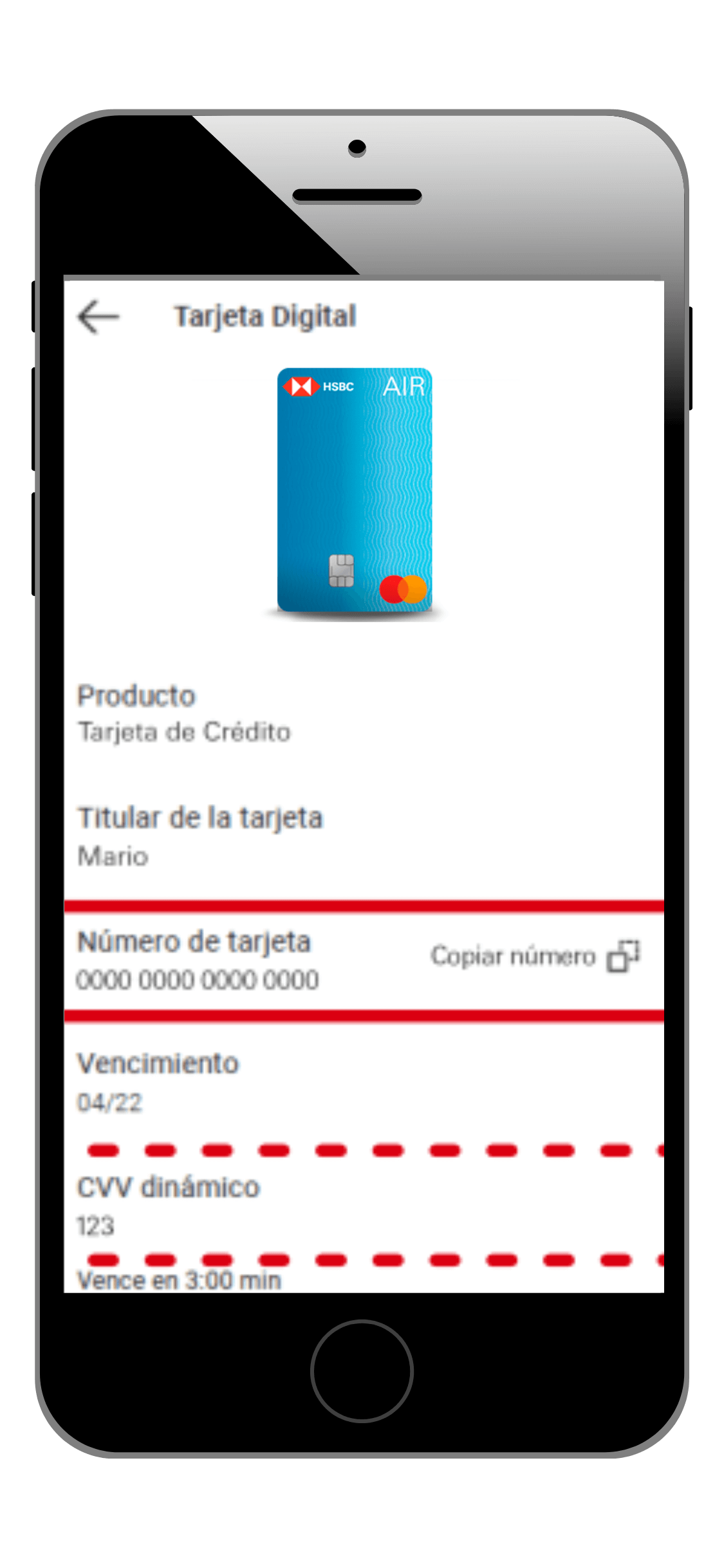 Crear tarjeta digital HSBC Air