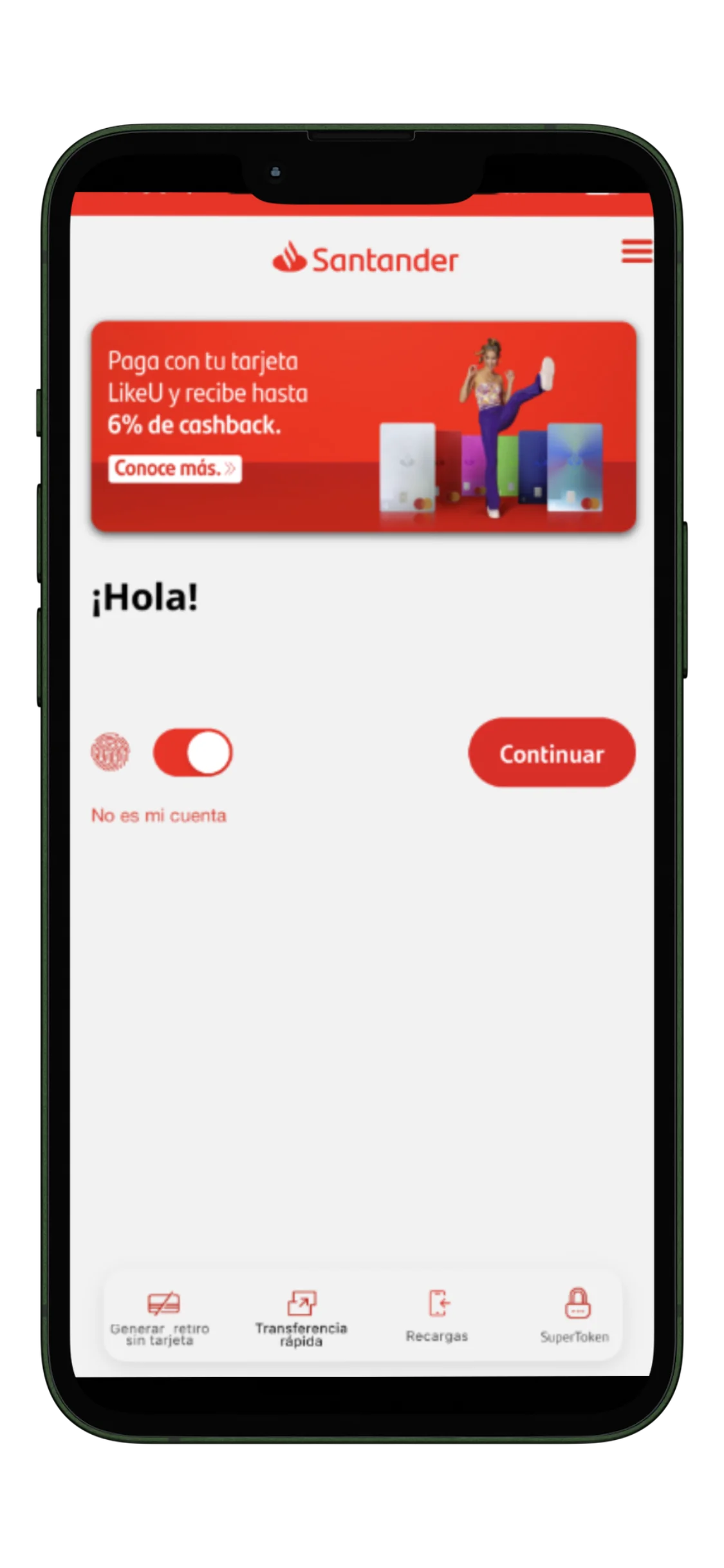 Cuenta débito digital LikeU Santander