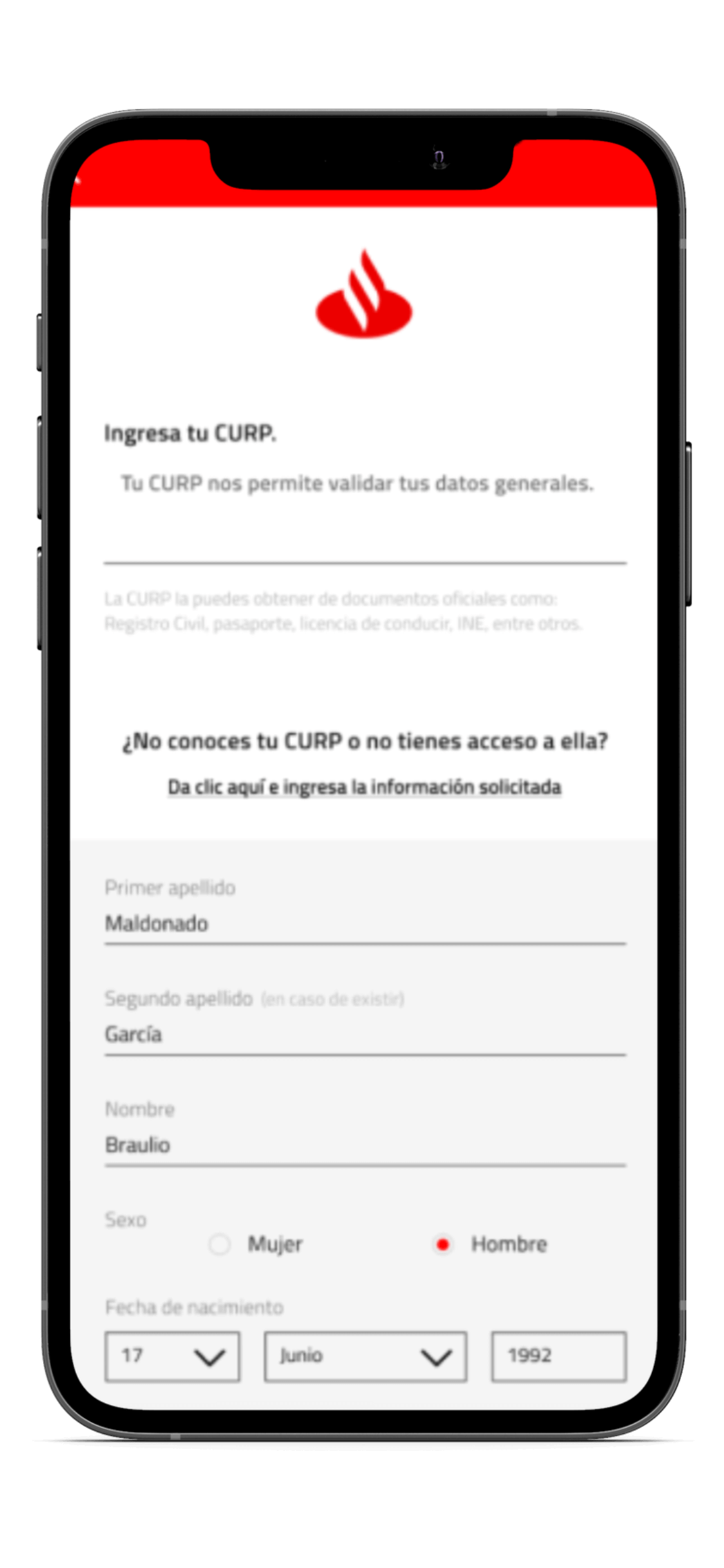 Cuenta digital Santander ingresar datos en app