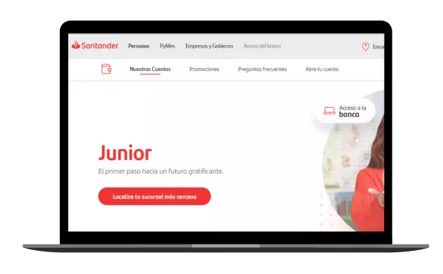 Cuentas de ahorro para niños Cuenta Junior Santander