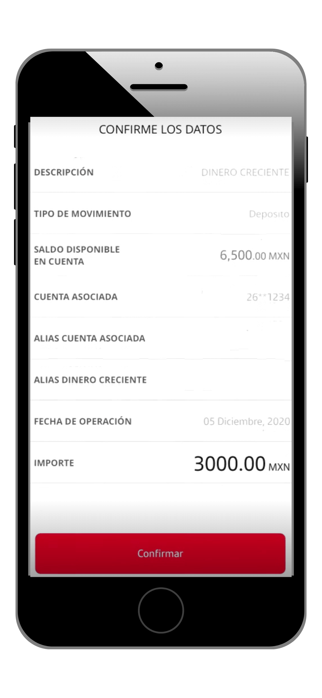 Dinero Creciente Santander confirmar operación