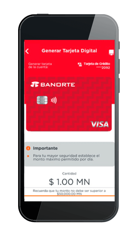 Establecer límite de gasto en tarjeta de crédito digital Banorte