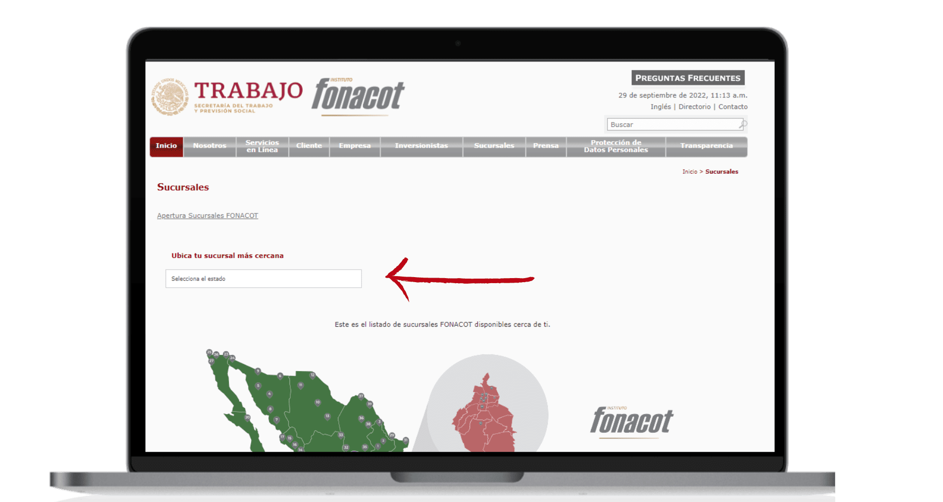 Pagina para averiguar sucursales fonacot