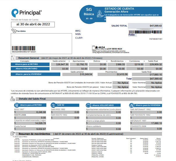 Estado de cuenta afore principal