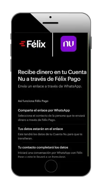 Felix pago y Cuenta Nu recibe divisas de EU desde la app Nu