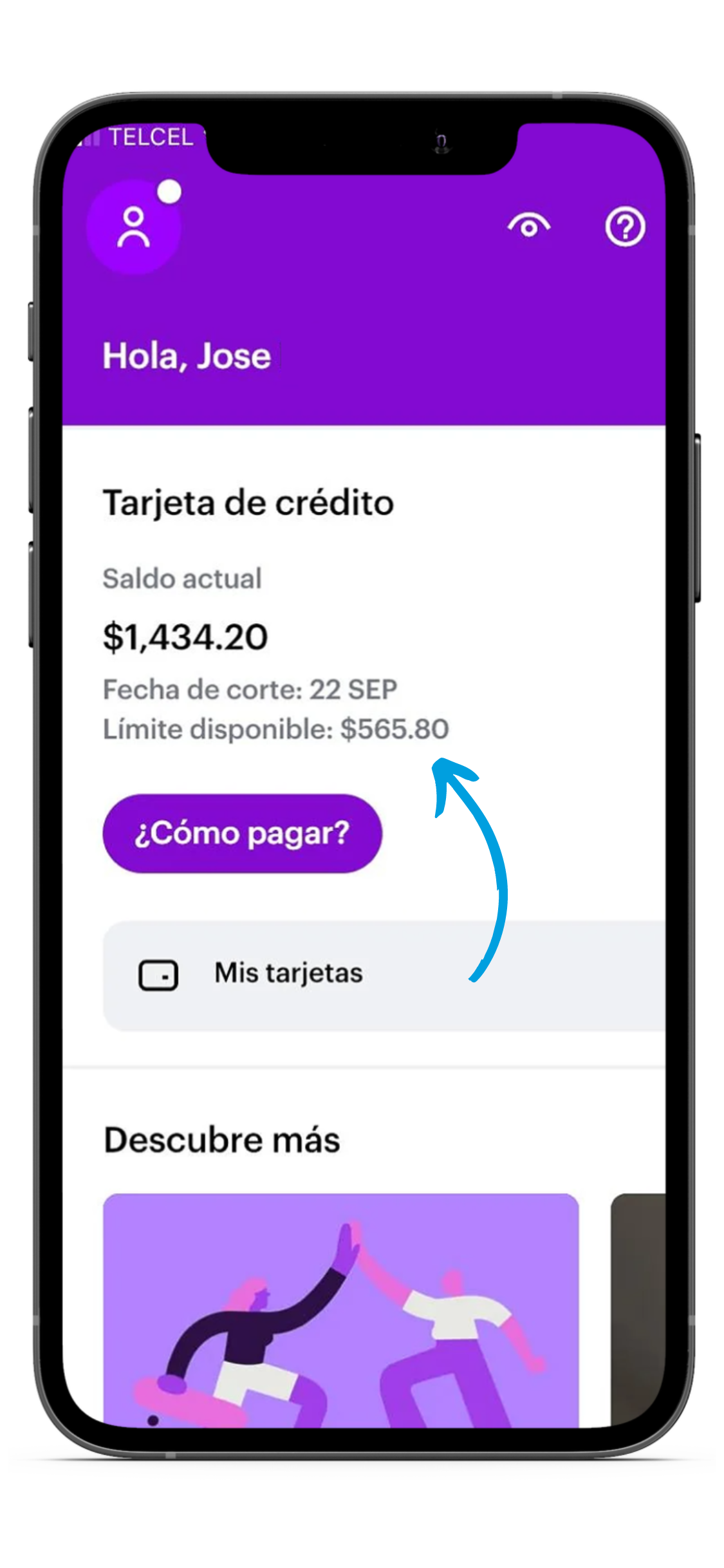 Límite de crédito disponible en app Nu