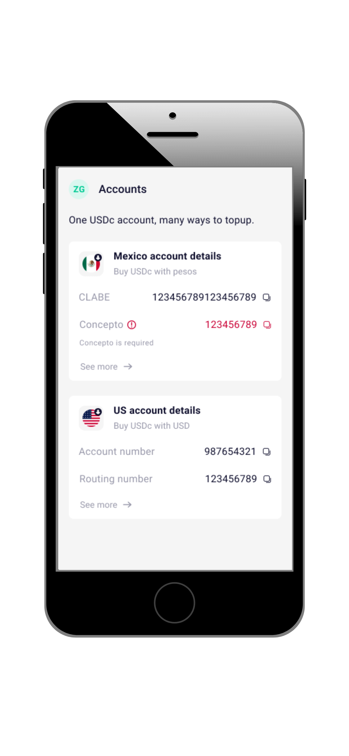 Número de cuenta en Estados Unidos DolarApp