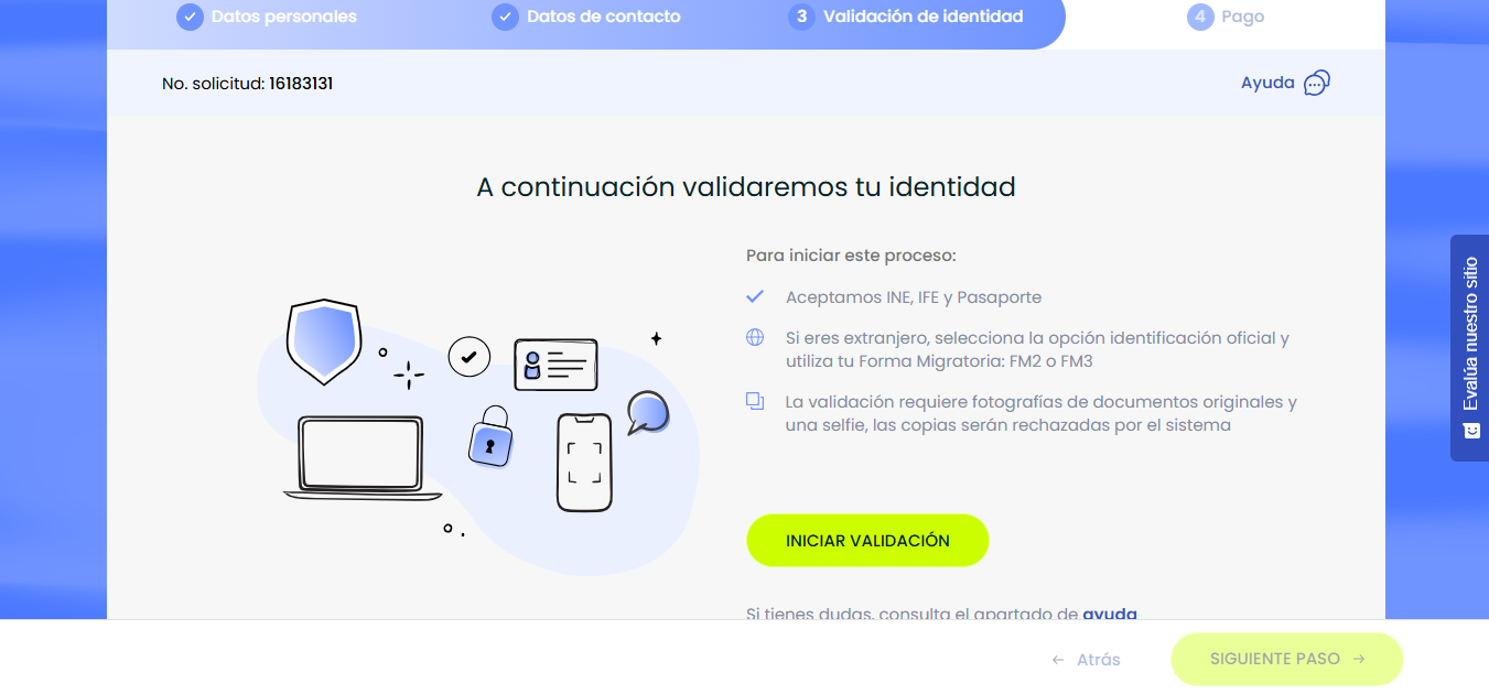 Paso 10. Iniciar validacion de identidad