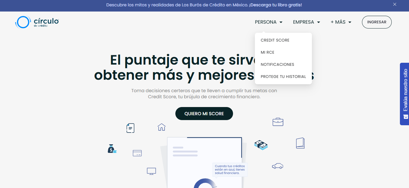 Página Circulo de Crédito persona y mi rce