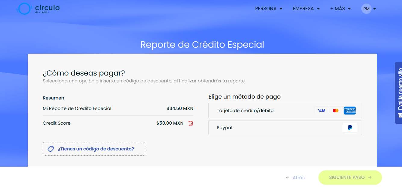 Paso 20. Ventana de pago de score