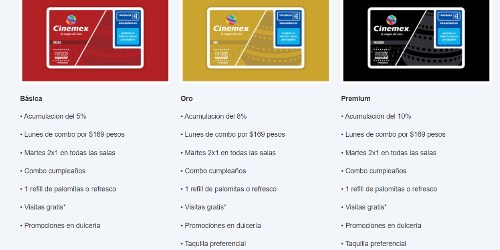Payback cinemex tarjetas