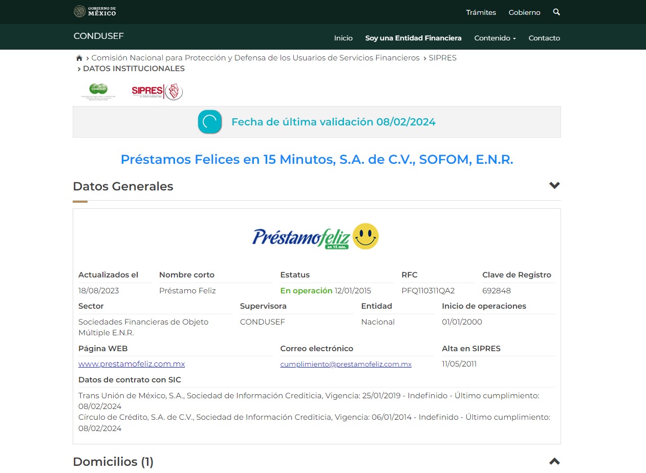 Prestamo feliz en el sipres