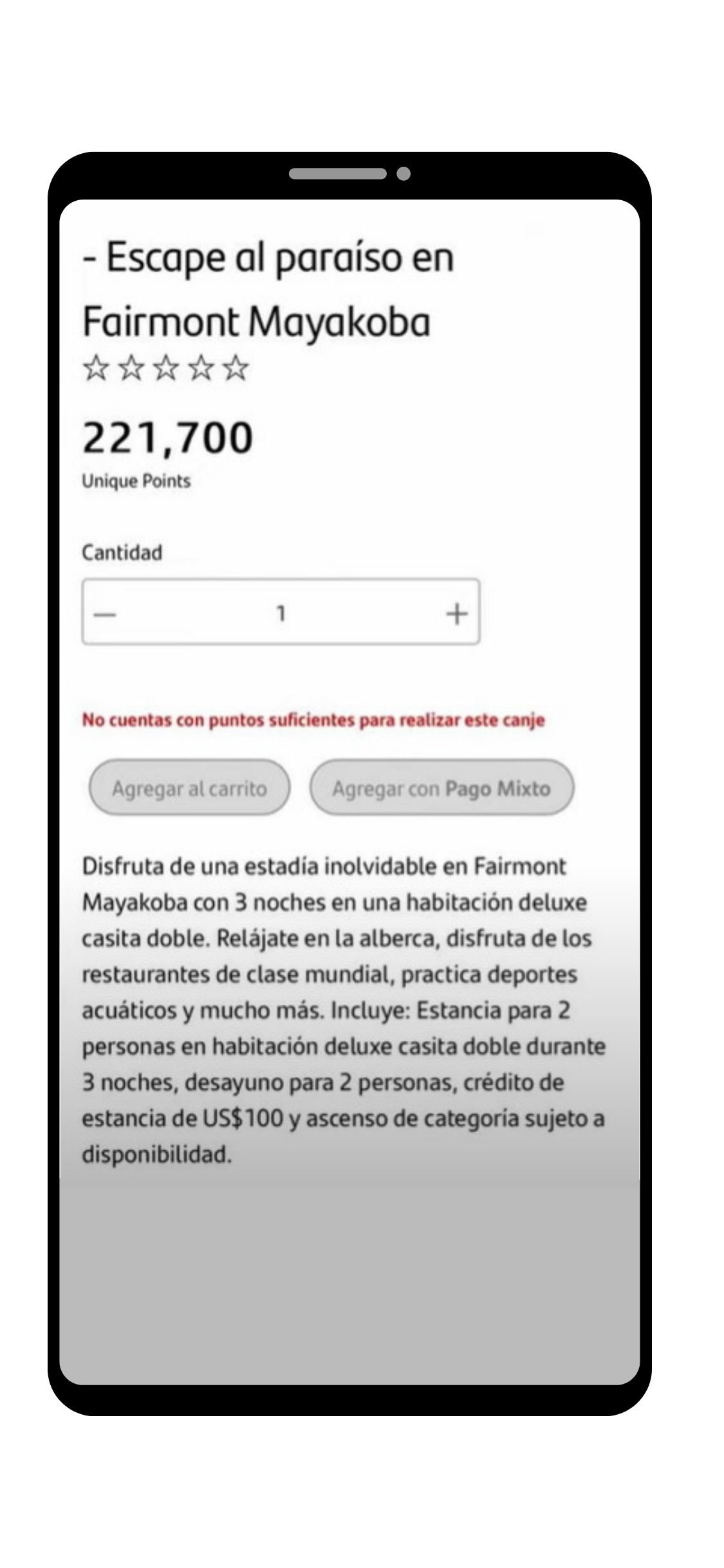 Puntos Unique Rewards para un viaje