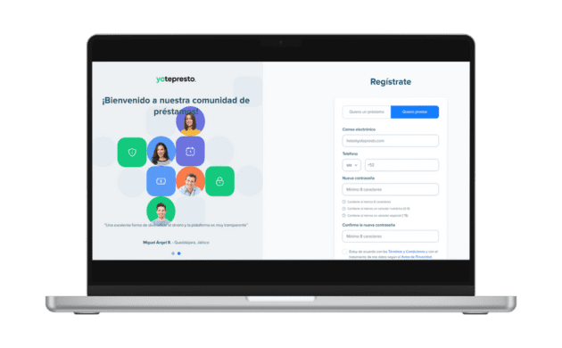 Página web Yo Te Presto para registrarse y comenzar a prestar dinero