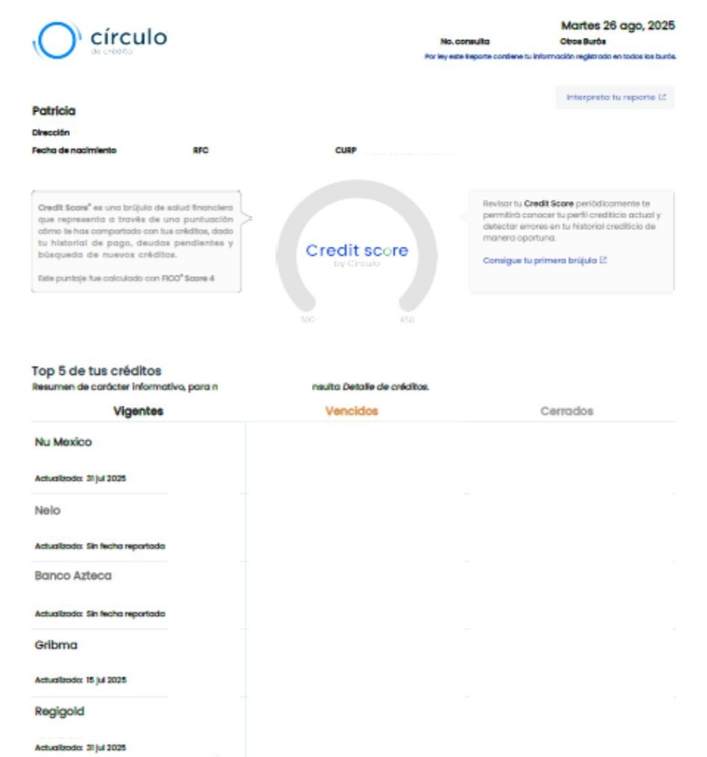 Reporte de Crédito Especial de Círculo de Crédito