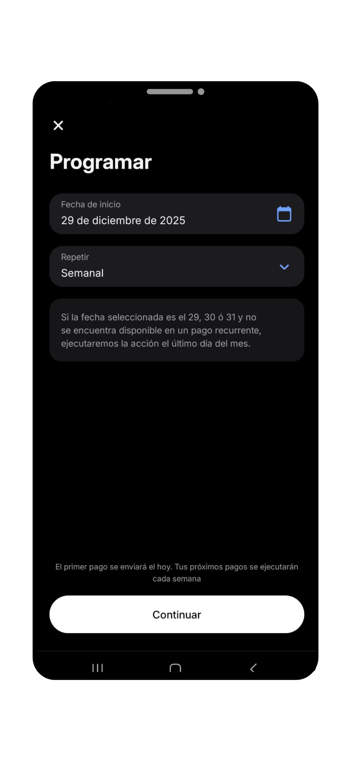 Revolut México programar transacciones en app