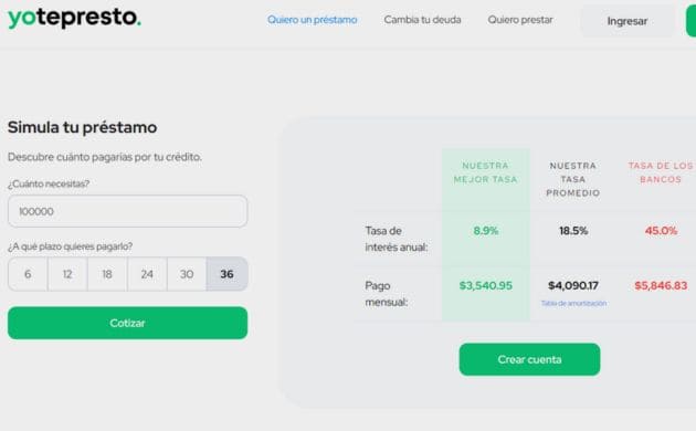 Simulador de Yotepresto opiniones