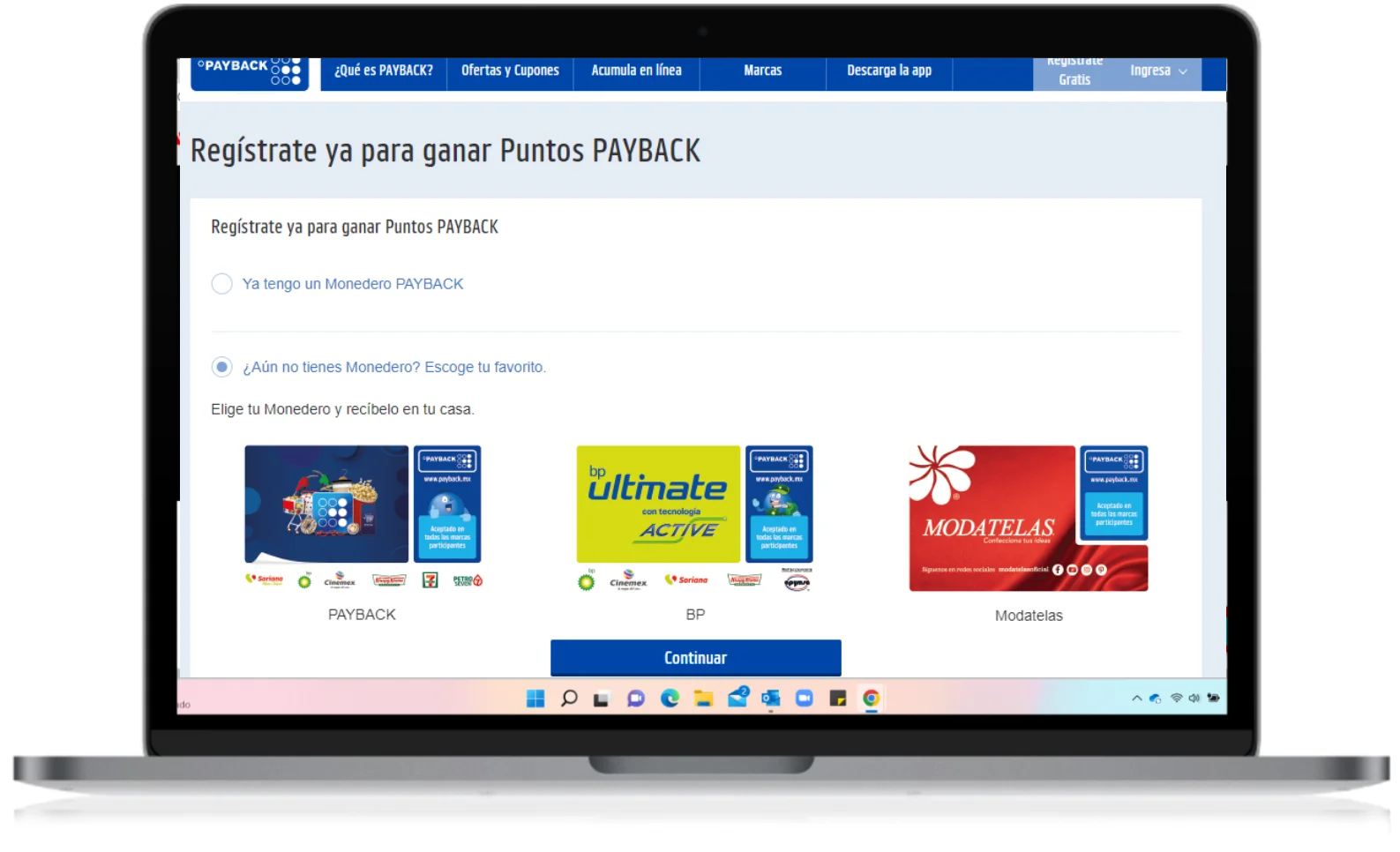 Solicitar tarjeta Payback
