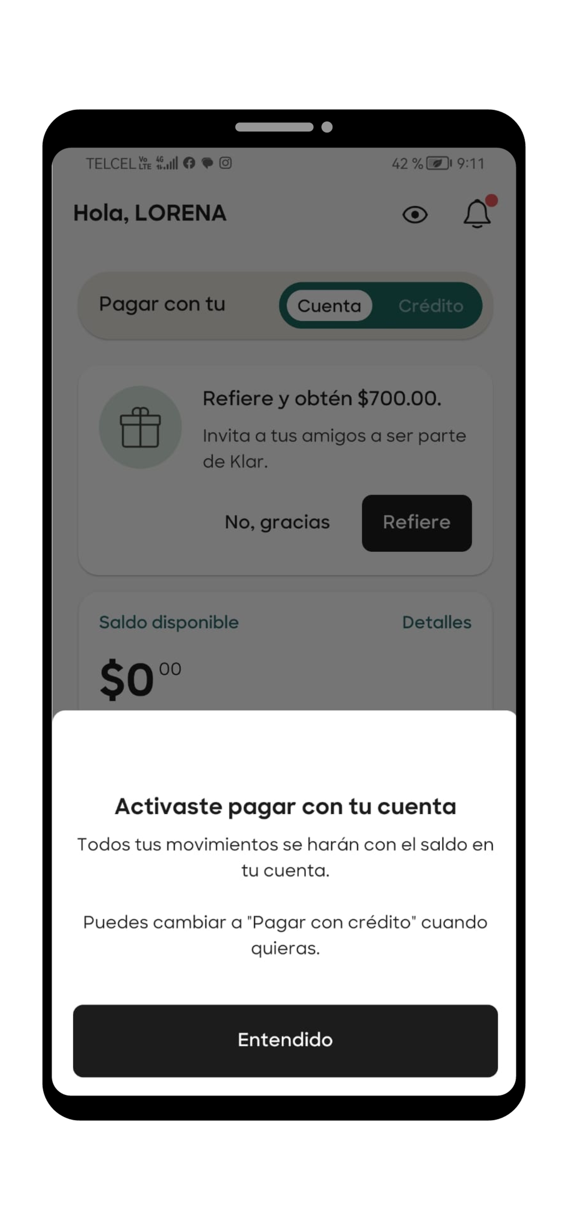 Tarjeta Klar opiniones