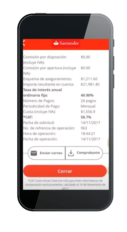 Ver préstamos de nómina Santander en SuperMóvil