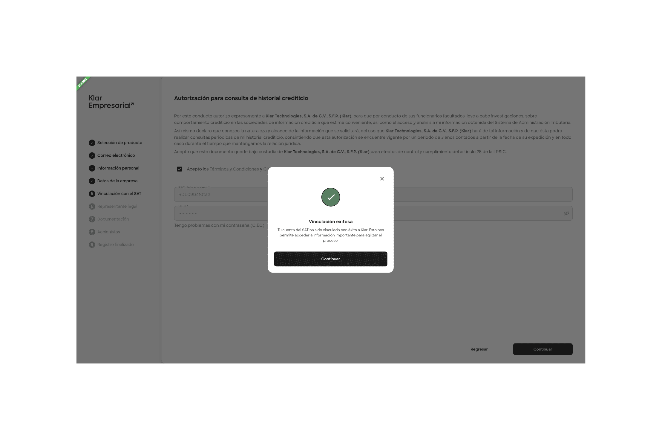 Vincular al SAT Klar Empresarial