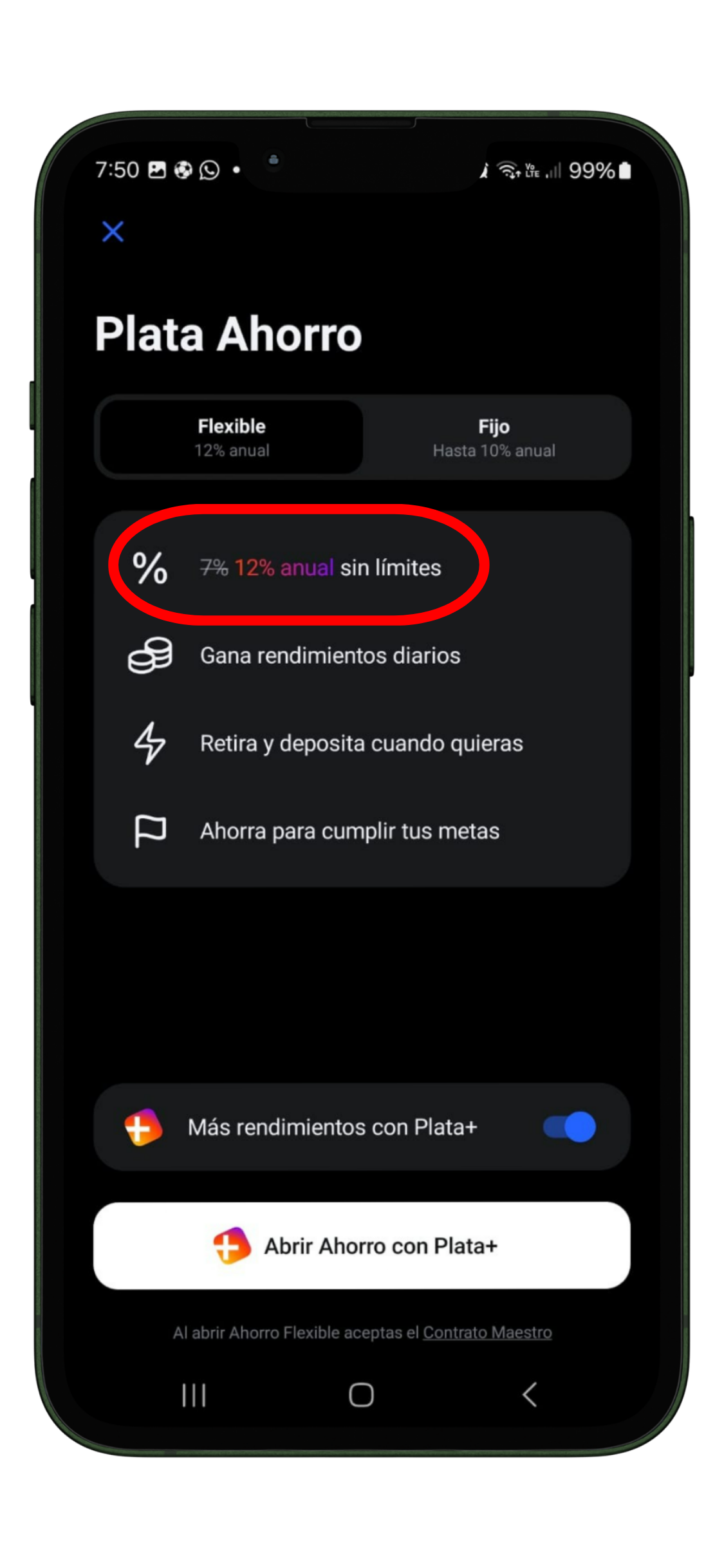 ahorro flexible plata cuenta