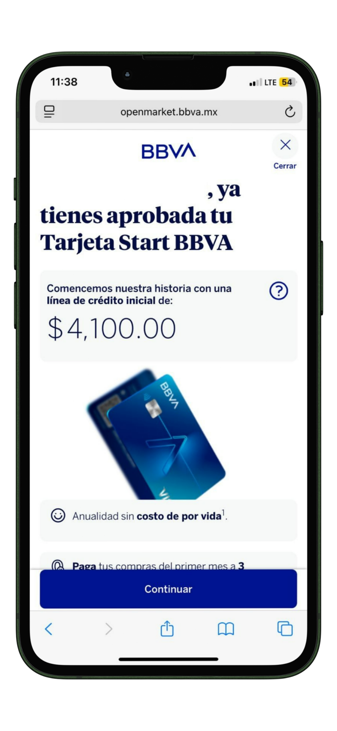 aprobacion sin historial crediticio tarjeta start bbva