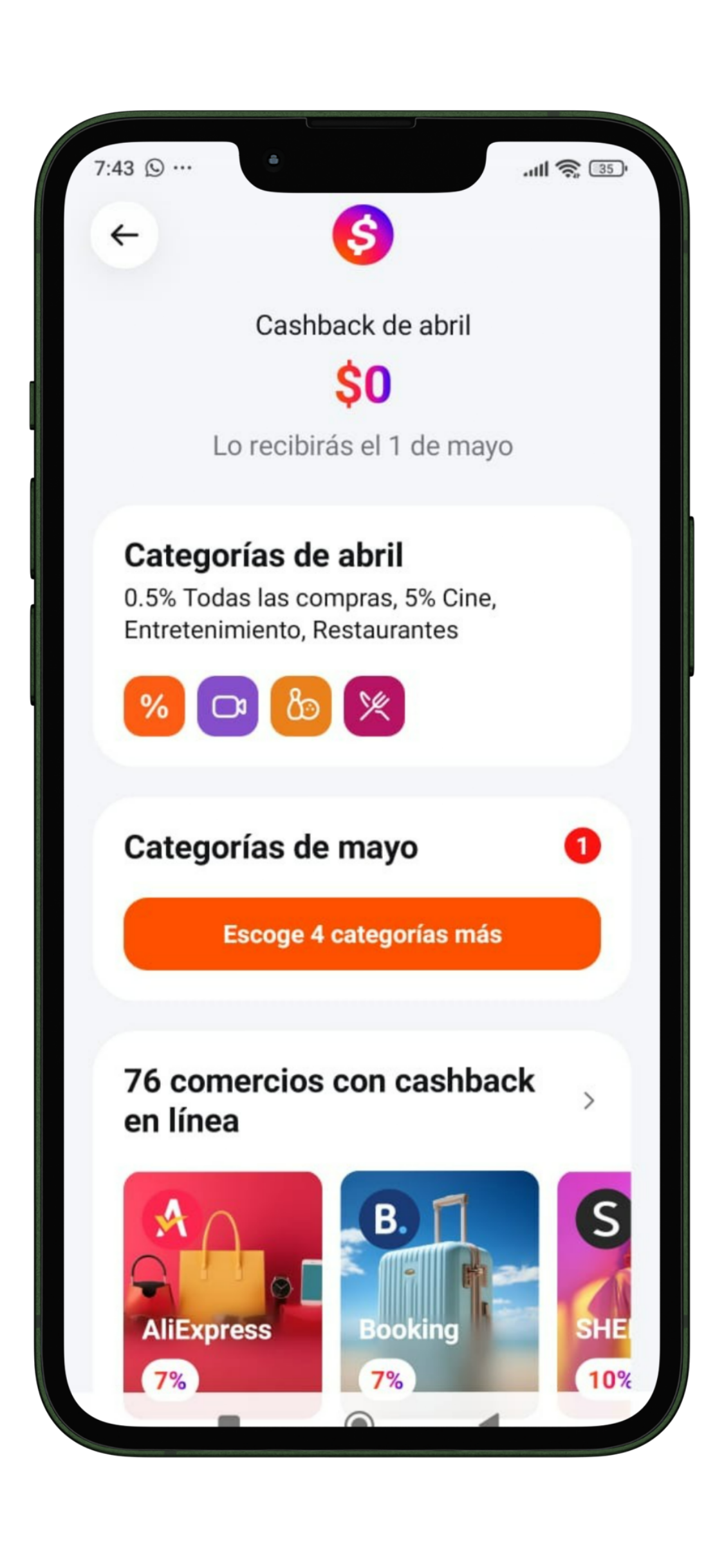 cashback plata tarjeta de debito