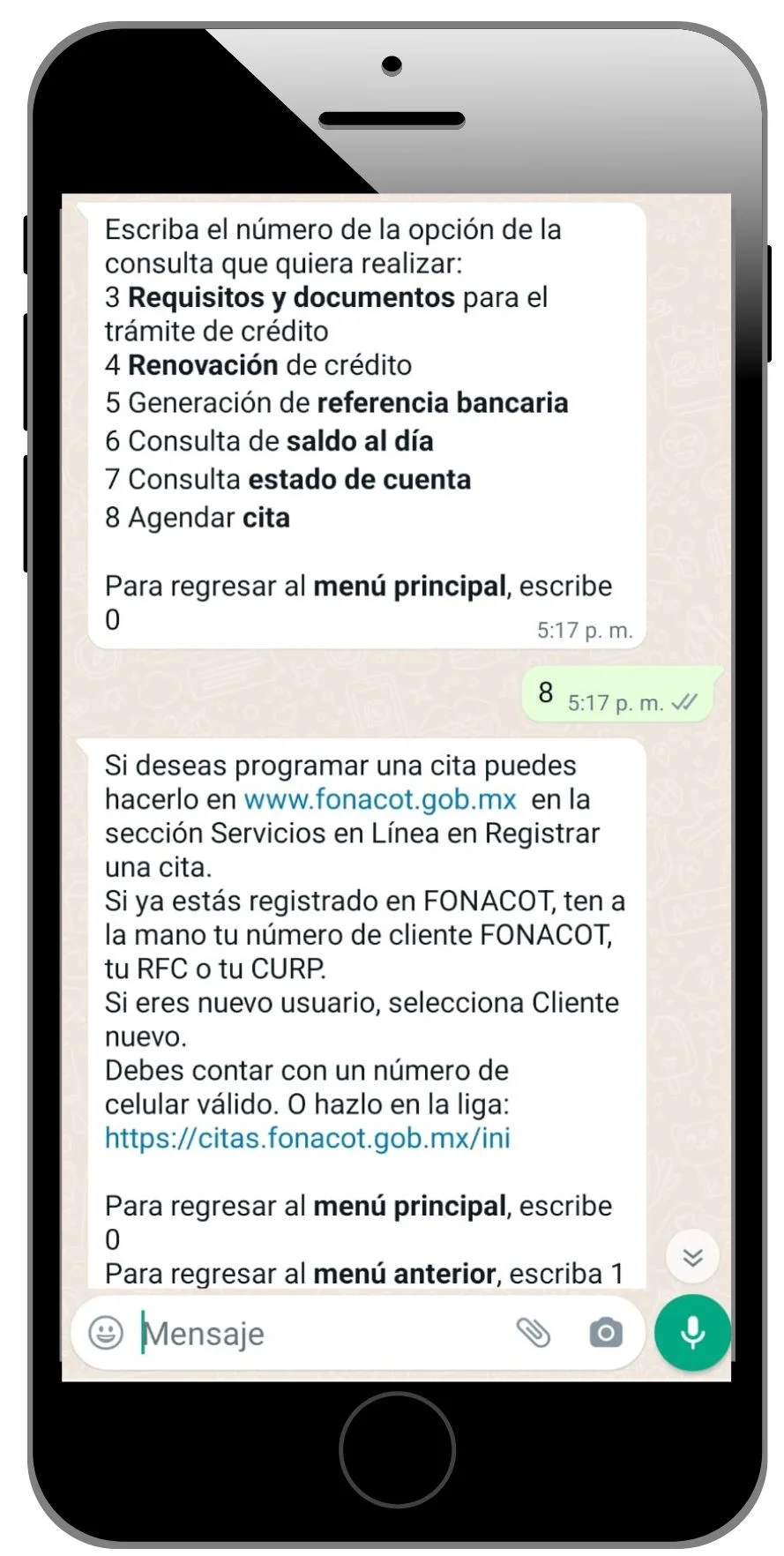 citas fonacot whatsapp
