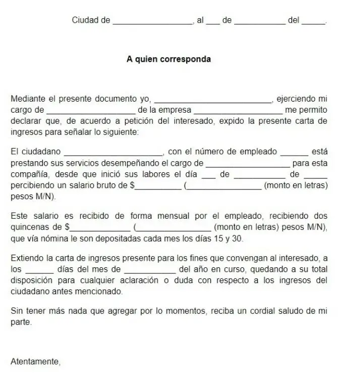 carta notariada comprobante de ingresos