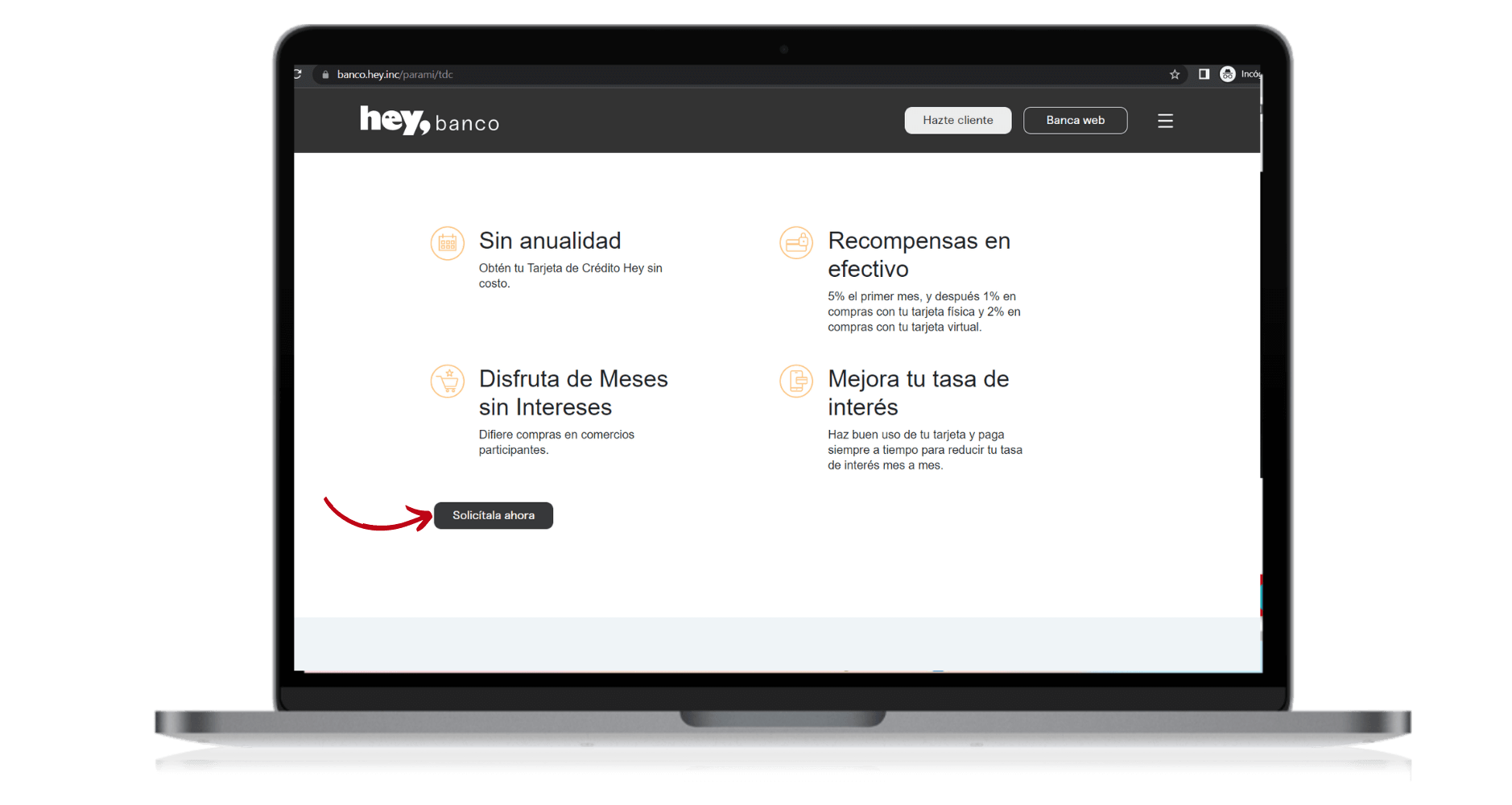 como solicitar tu tarjeta de credito Hey Banco paginal principal