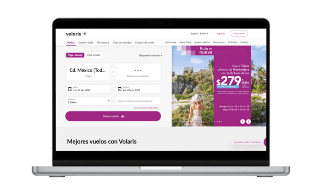Canjear vuelo gratis Invex en página web de Volaris