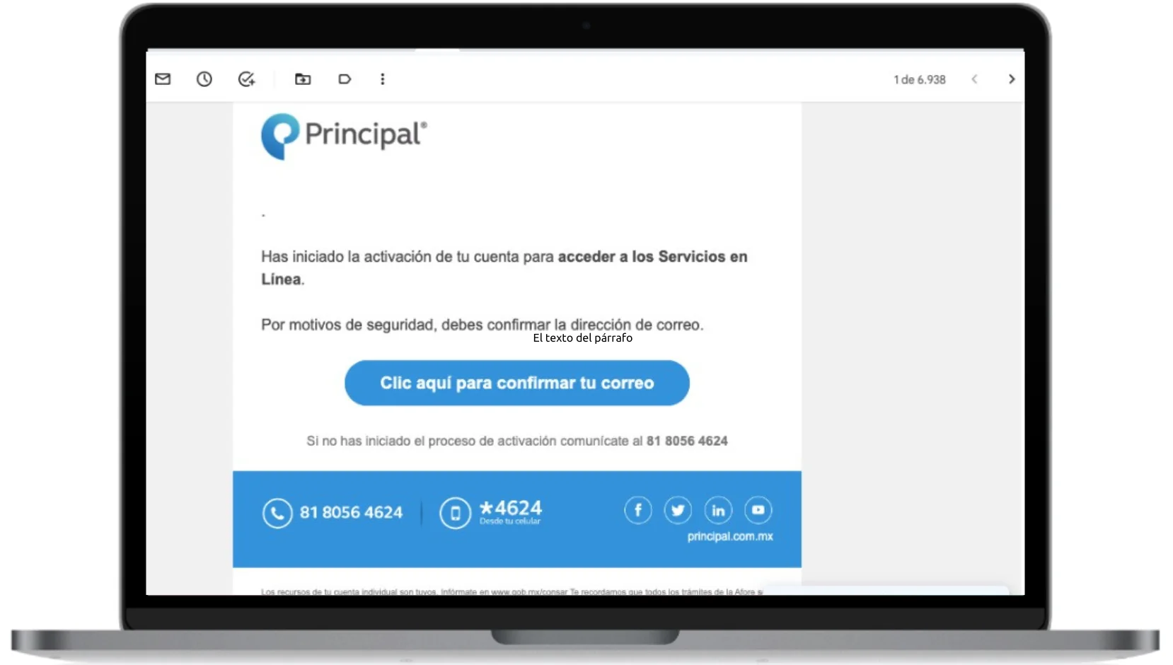 correo validación afore principal