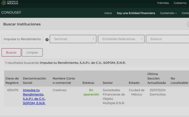 Credmex es legal registro en el SIPRES de la Condusef