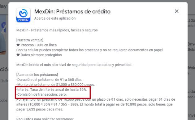 cuanto cobra mexdin prestamos