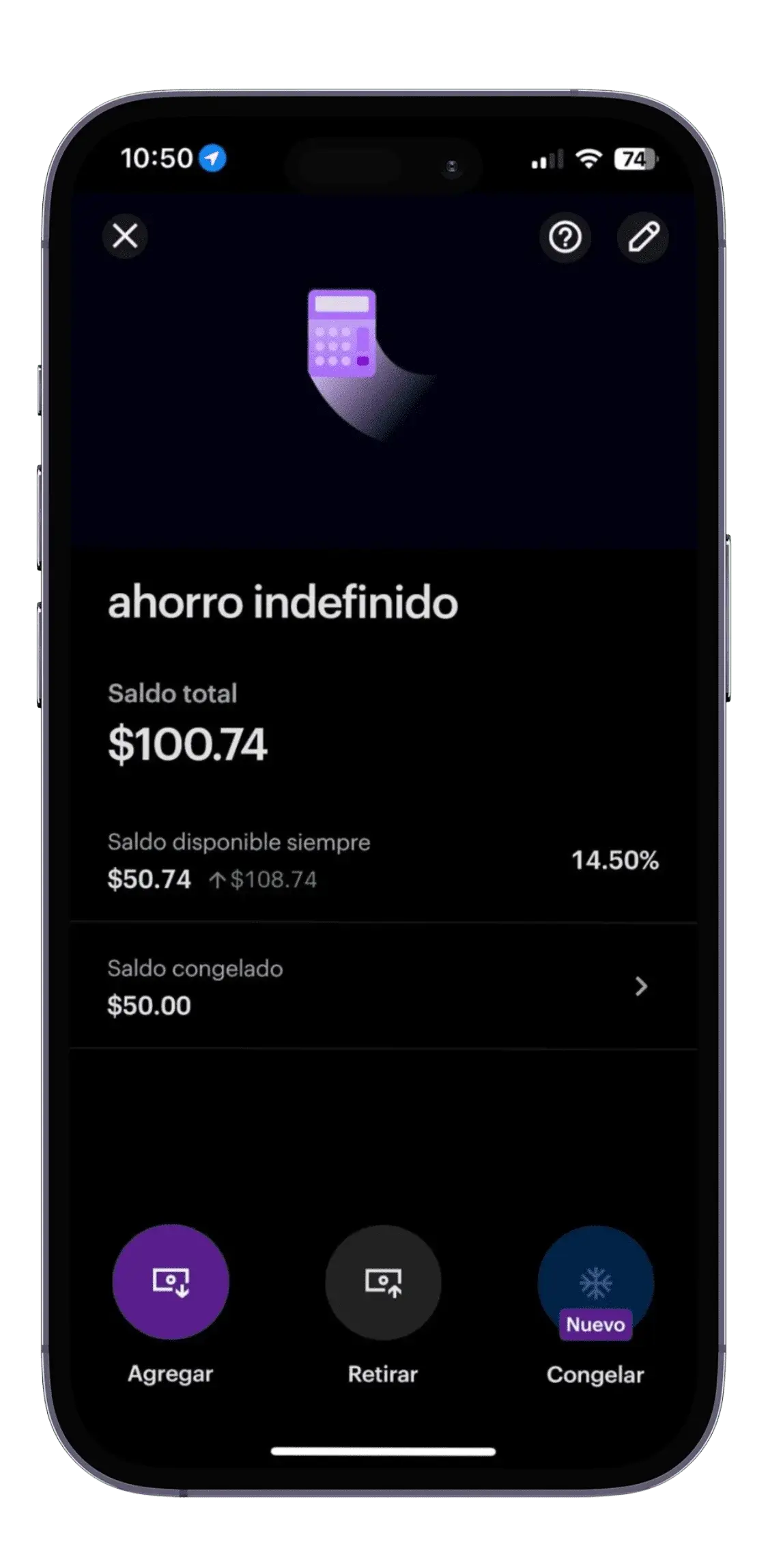 cajita nu y la cantidad acumulada de su rendimiento